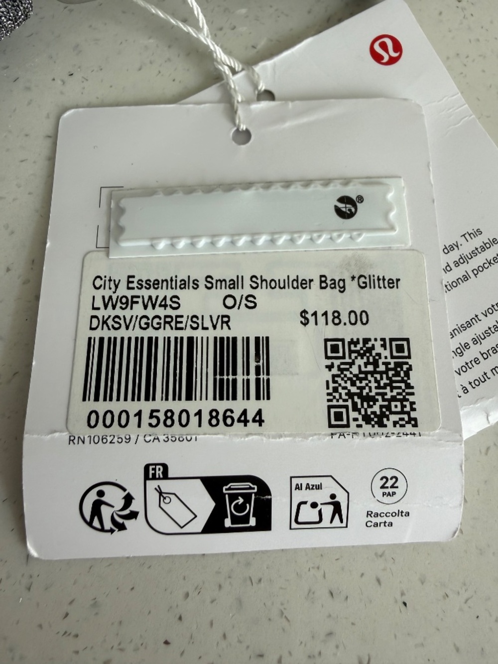 NWT Lululemon City Essentials Small Shoulder Bag Glitter Silver Crossbody Purse - Picture 4 of 6